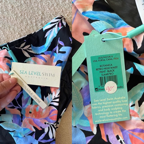 NWT Sea Level Botanica Cross Front Top & Retro High Waist Bottom 4-6 - Picture 14 of 15